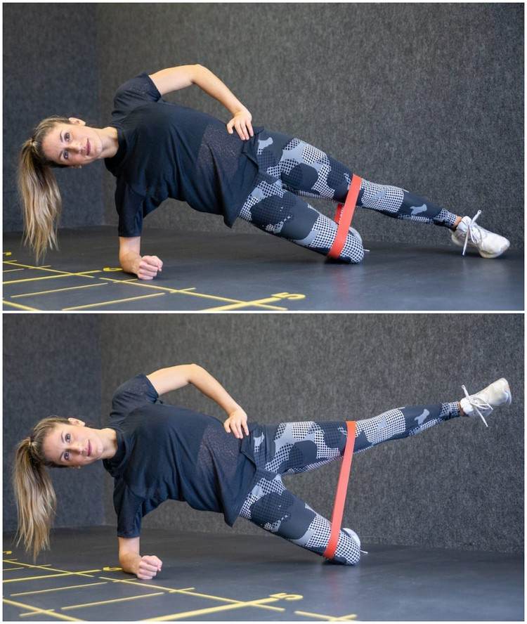 Side Plank für Anfänger mit Fitnessband