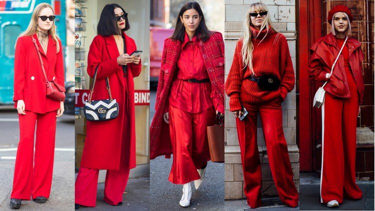 Trendfarben 2021 Outfit Ideen für den Frühling roter Mantel kombinieren