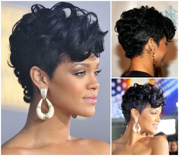 kurze Haare bei Naturlocken Mohawk Frisur von Rihanna