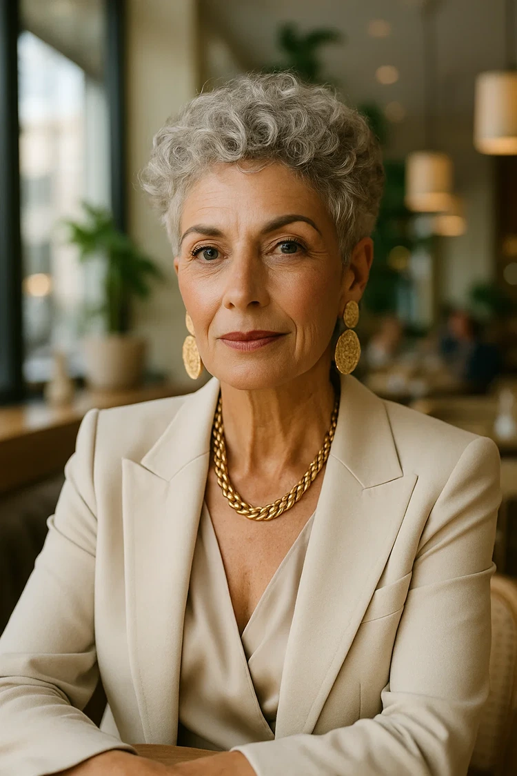 kurzhaarfrisuren locken frauen ab 50 graue haare