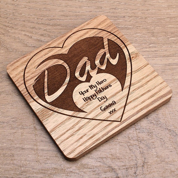 personalisierte Taschenuntersetzer aus Holz Geschenk zum Vatertag von Kindern