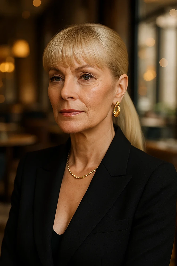 pferdeschwanz mit geradem pony über 50