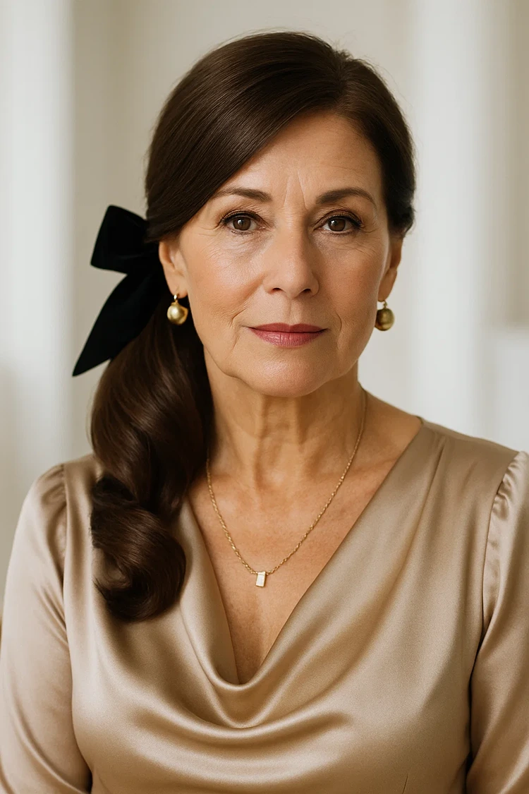 pferdeschwanz über 50 seitlicher zopf mit schleife