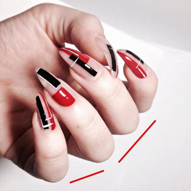 rote Nägel Bilder Geometric Nails Nageltrend Gelnägel Ideen 2021