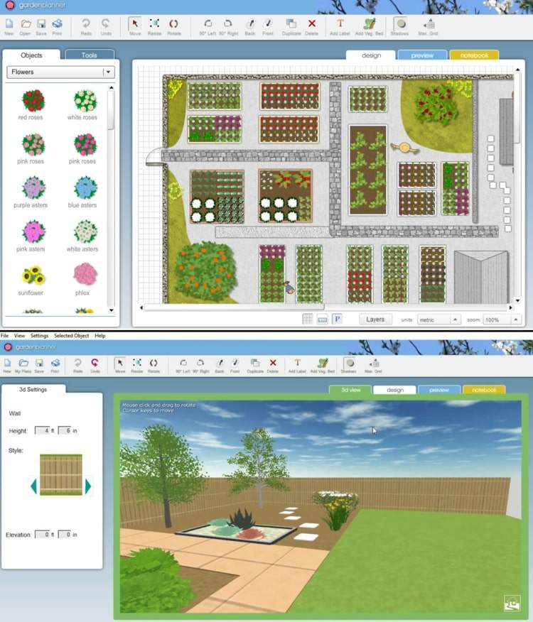 3D Gartenplaner Gardenplanner mit Option aus der Vogelperspektive zum Kaufen