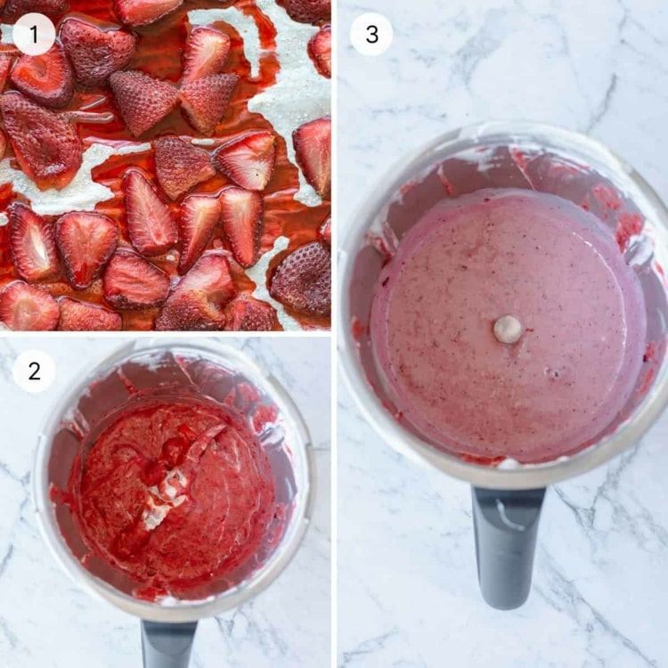 Erdbeer Softeis im Thermomix - Erdbeeren backen oder kochen und pürieren