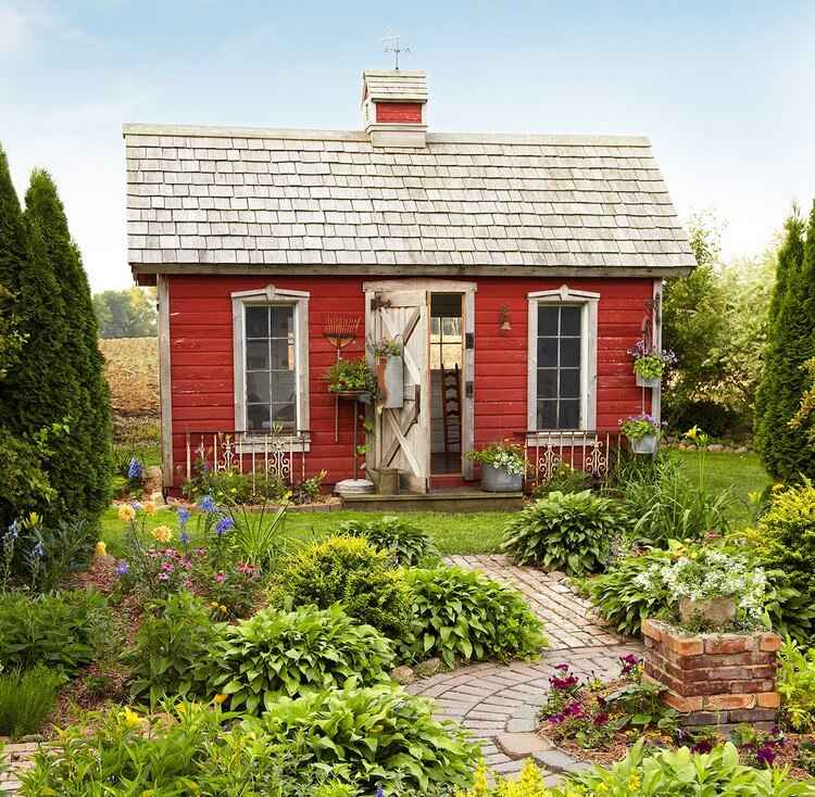 Gartenhaus vintage dekorieren Ideen für Außenbereich