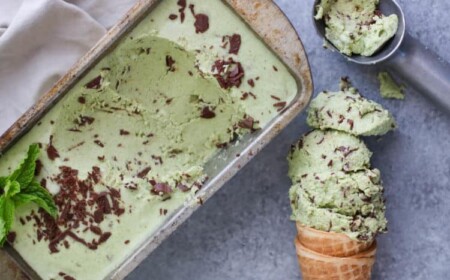 Pfefferminz Eiscreme mit Schokoladensplitter hausgemacht