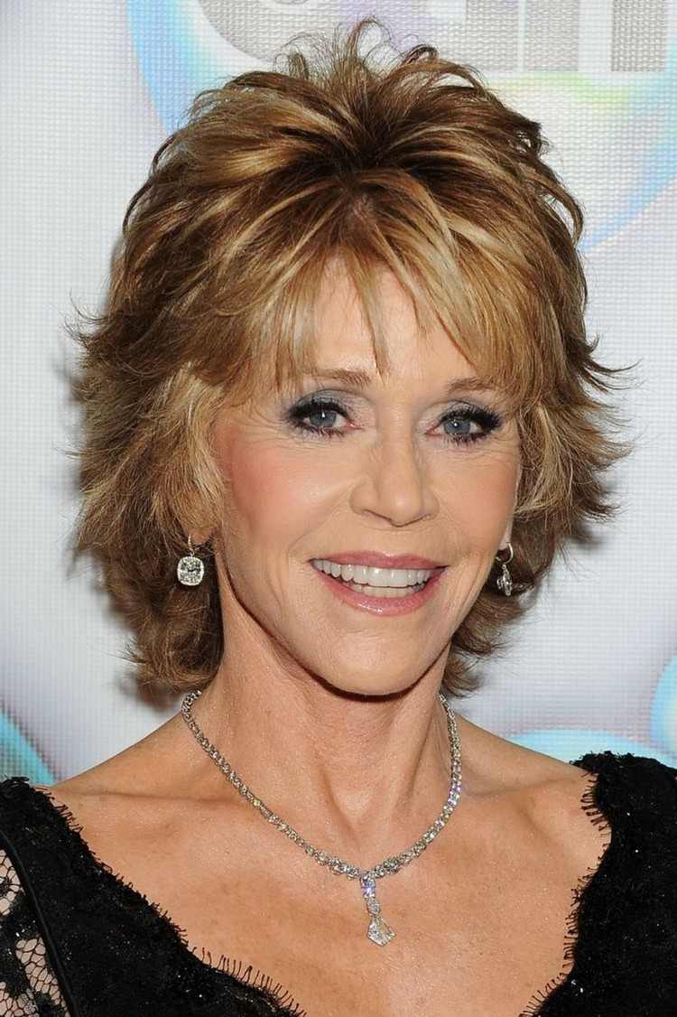 Shag Cut mit Pony Promis mit kurzen Haaren Jane Fonda Frisuren