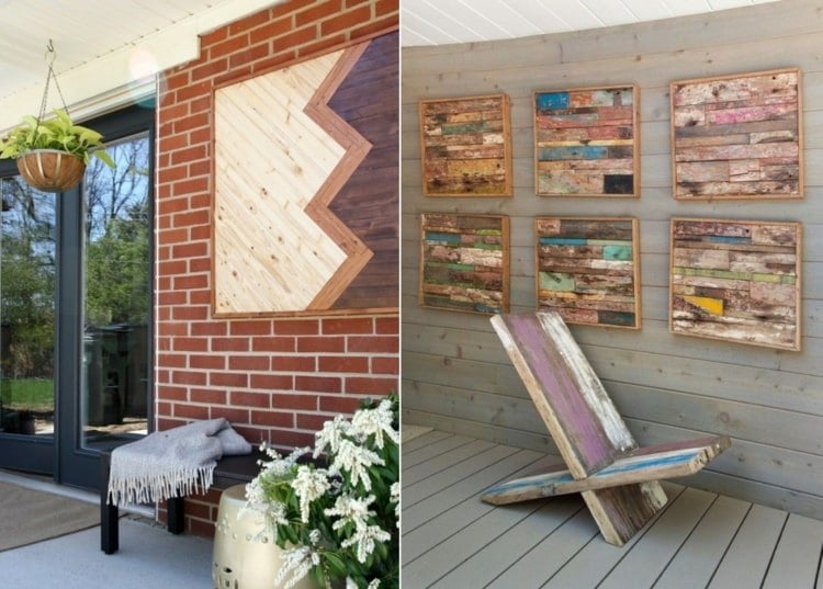 Terrassenwand Deko mit Gemälden aus Holz - Rustikal und modern zugleich