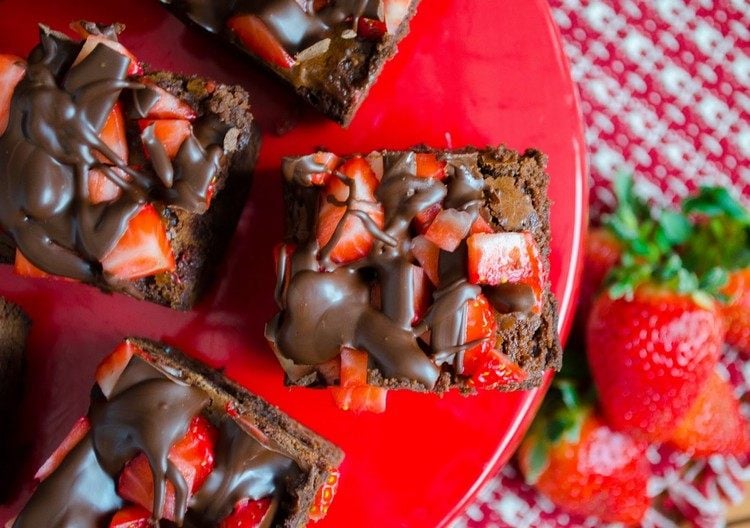 Varianten für Brownie Kuchen mit Erdbeeren