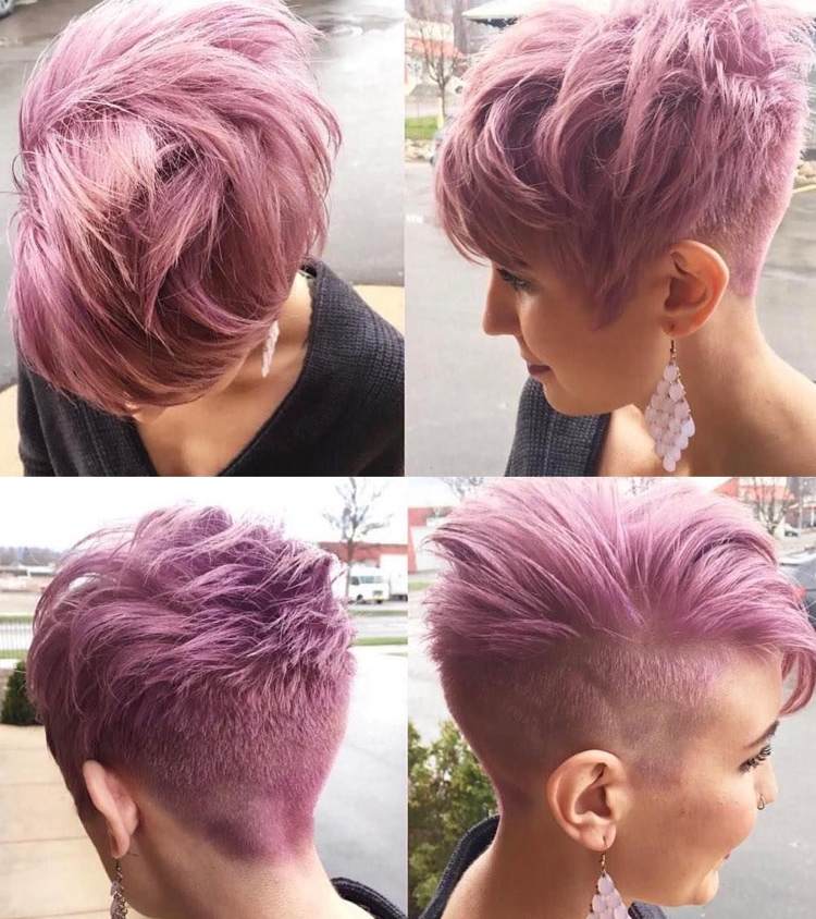 Dusty Mauve Haarfarbe für Pixie Cut
