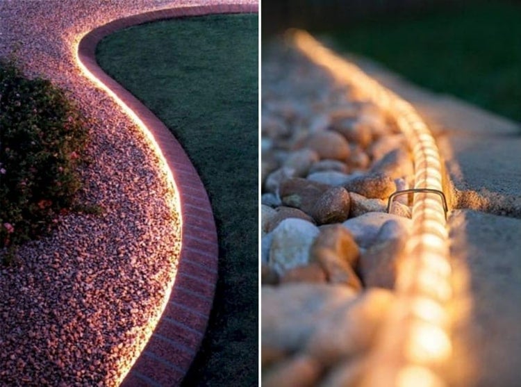 Gartenparty Beleuchtung mit LED-Schläuchen für Gartenwege