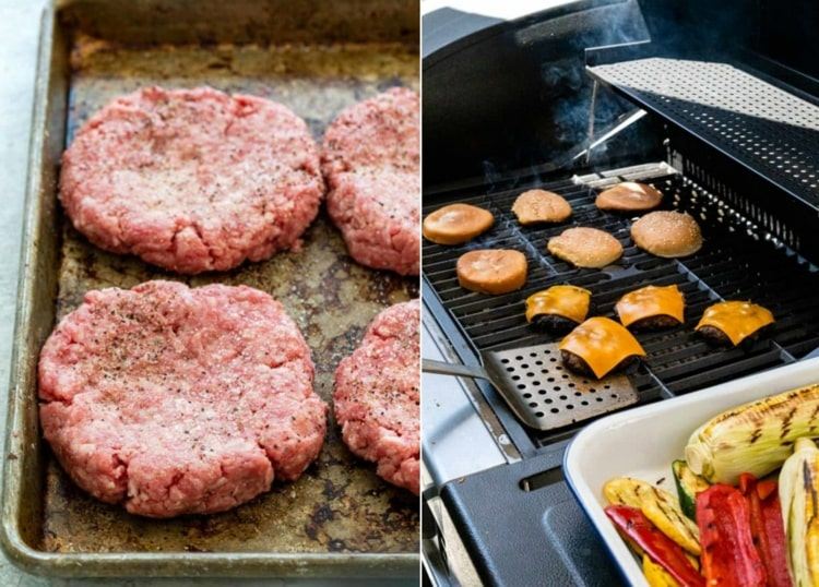 Rinder-Bouletten grillen für Burger mit Soße aus Mayonnaise