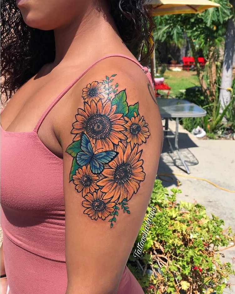 Schulter-Tattoo Frauen Sonnenblume Tattoo Bedeutung