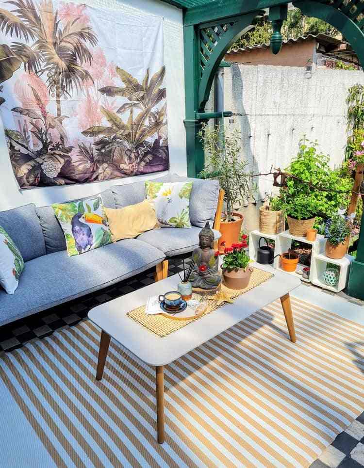 Sommerdeko für Terrasse Hauswand Wandteppich mit Palmen