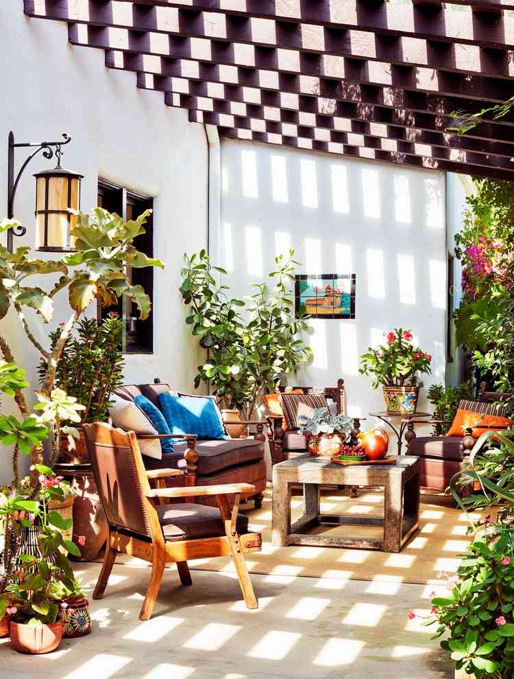 Sommerdeko für Terrasse im mediterranen Stil Wandbild grüne Pflanzen