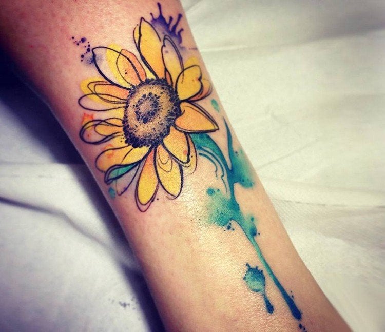 Sonnenblume Tattoo Frauen kileine Fuß-Tattoos Bilder