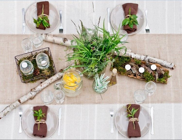 Tischdeko für Grillparty selber machen mit Naturmaterialien