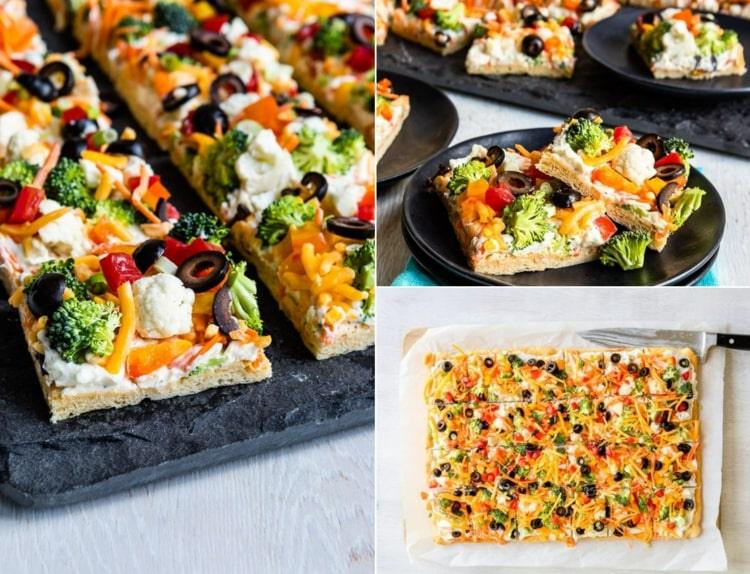 Vegane Pizza als Gartenparty Essen mit fertigem oder selbst gemachtem Pizzateig