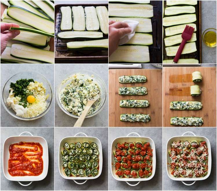 Zucchini Röllchen Lasagne Low Carb Rezept Schritt für Schritt