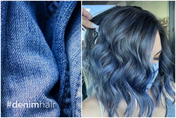 Blaue strähnchen kurze haare