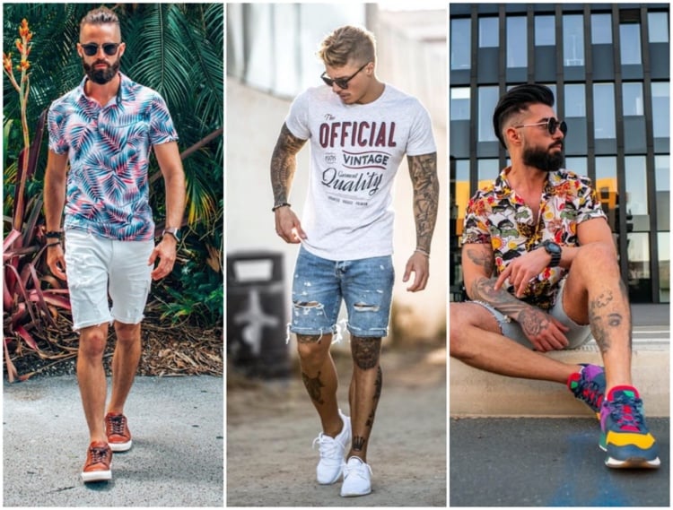 Sneaker zu Jeansshorts für Männer im Sommer
