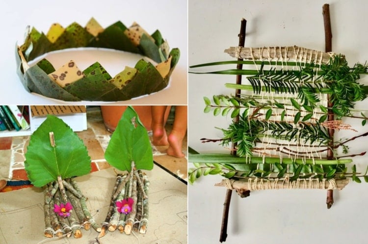 Basteln mit Naturmaterial im Sommer - Kreative Ideen mit Anleitung für Kronen, zum Weben und für ein Floß