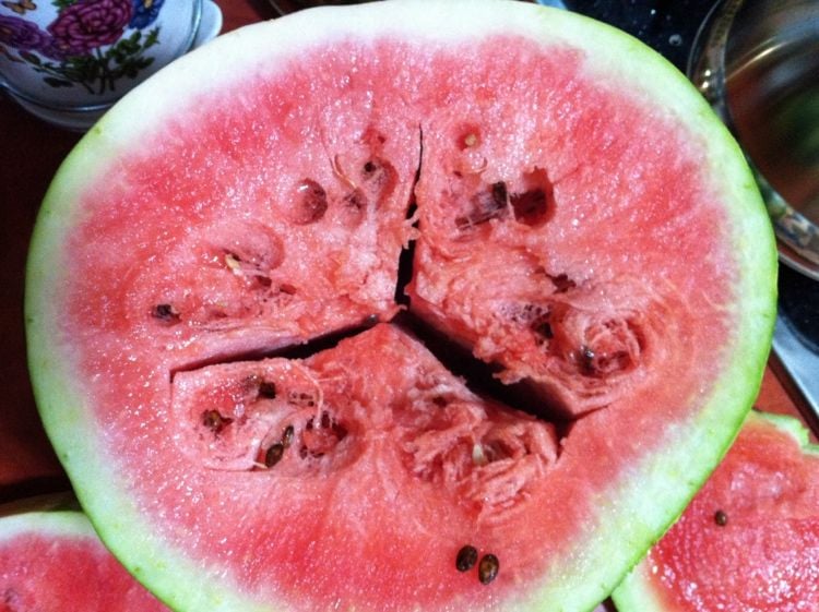 Essen Sie keine Wassermelone mit einer großen, hohlen Mitte