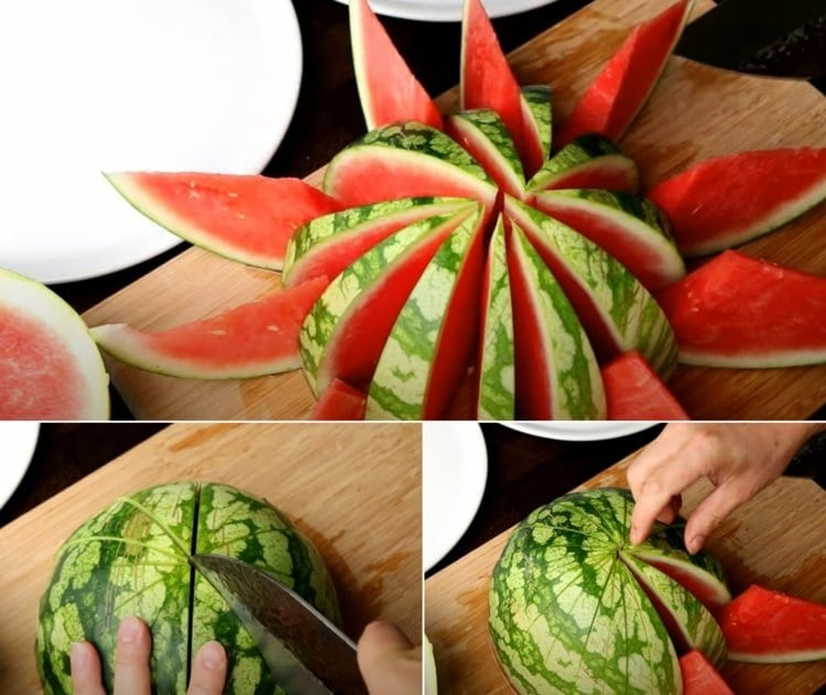 Idee für die Party mit Wassermelonenspalten