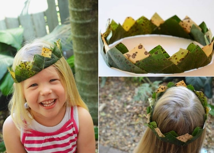 Krone aus Blätter für kleine Prinzessinnen - Schnell und einfach kleben