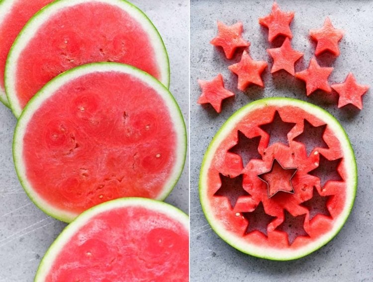 Melone schneiden - Trick mit Ausstechformen für Sterne und andere Formen aus einer Scheibe