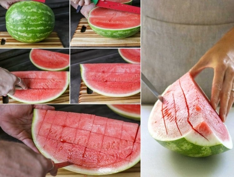Würfel aus Melonen ohne Schale mundgerecht geschnitten