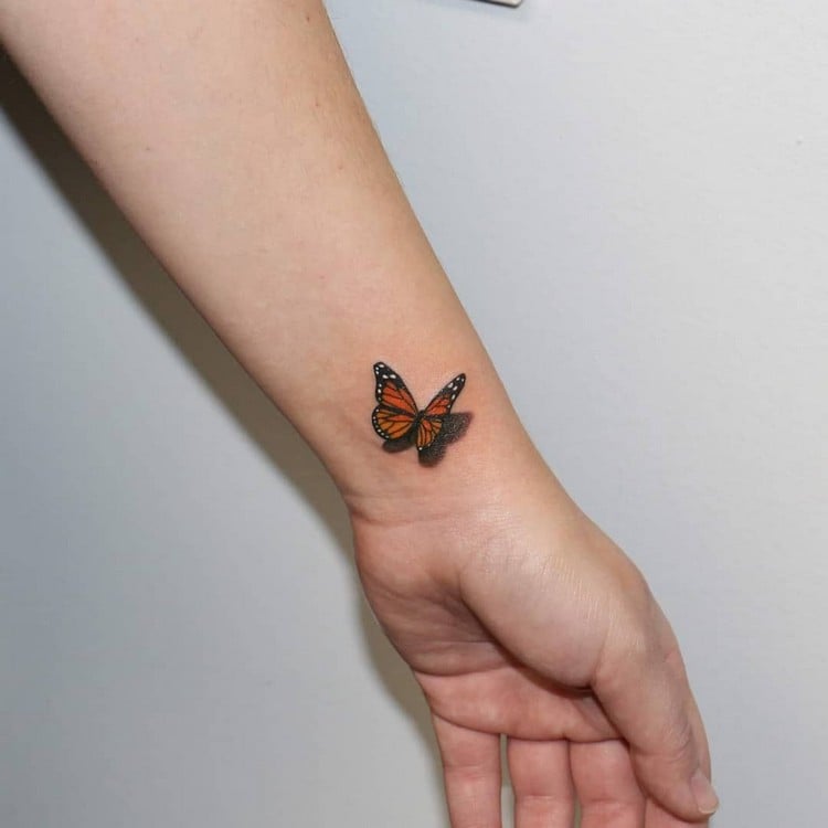 3d Schmetterling Tattoodesign kleine Tattoos am Handgelenk Frauen