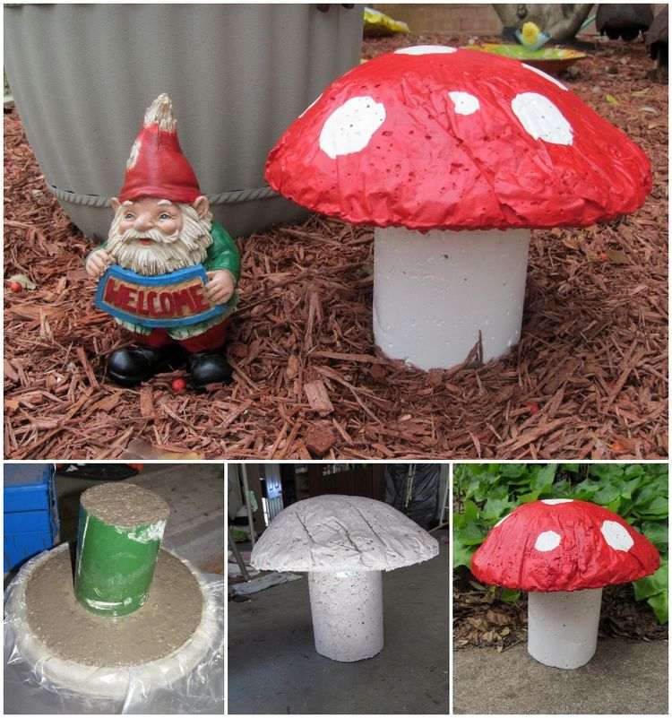 DIY Deko Pilze für den Garten aus Beton