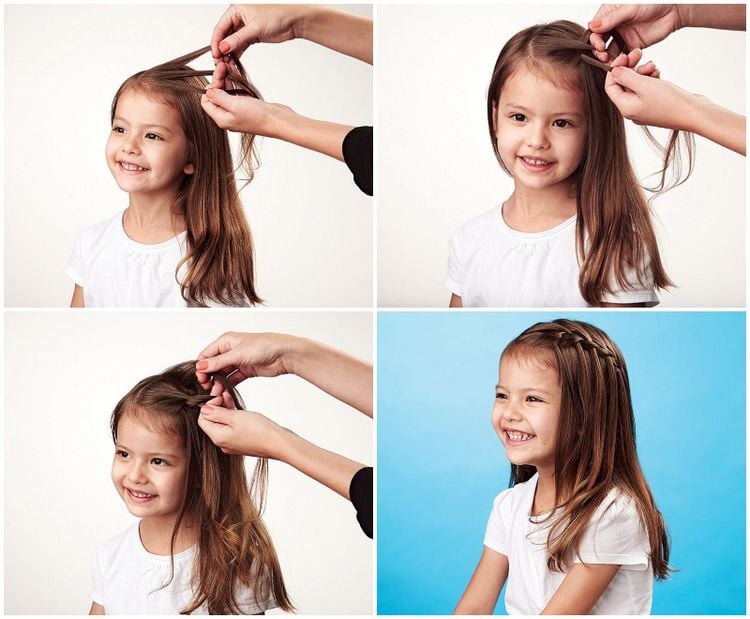 Flechtfrisuren für Kinder mit dünnen Haaren Wasserfallzopf