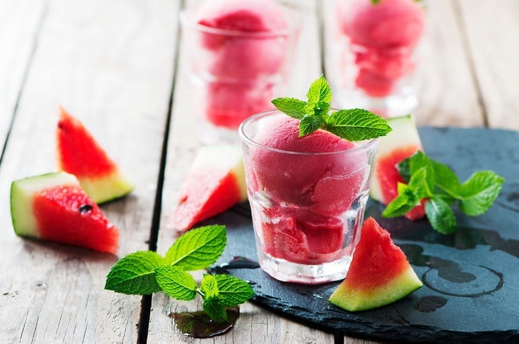 Frucht Sorbet kalorienarm Wassermelone Eis selber machen