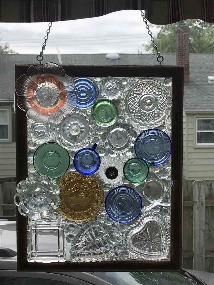 Glaswaren Sichtschutzelement selber machen zum Aufhängen