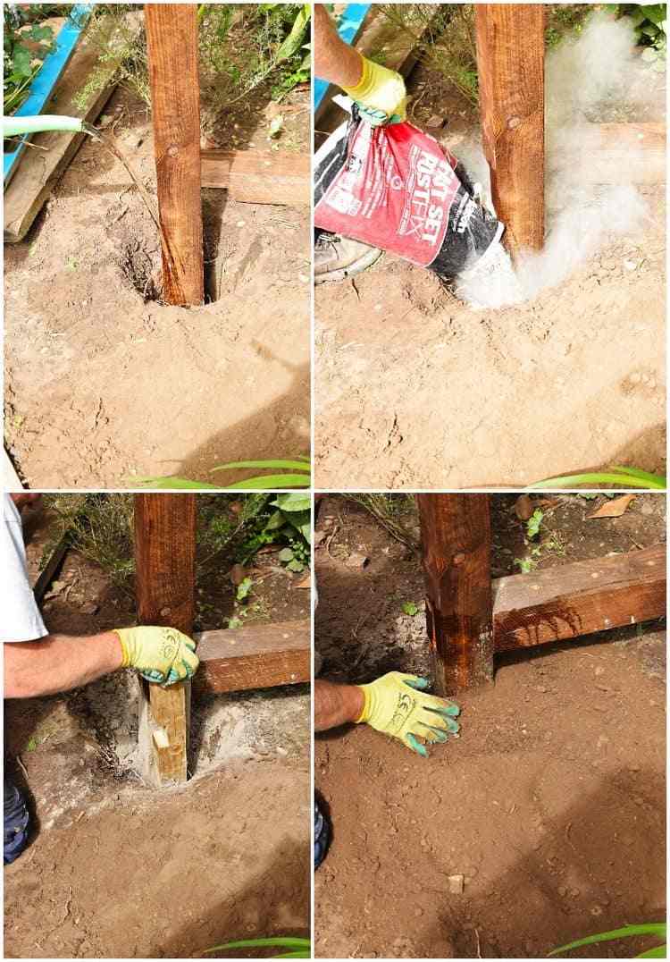 Holzrahmen in den Boden einbauen betonieren
