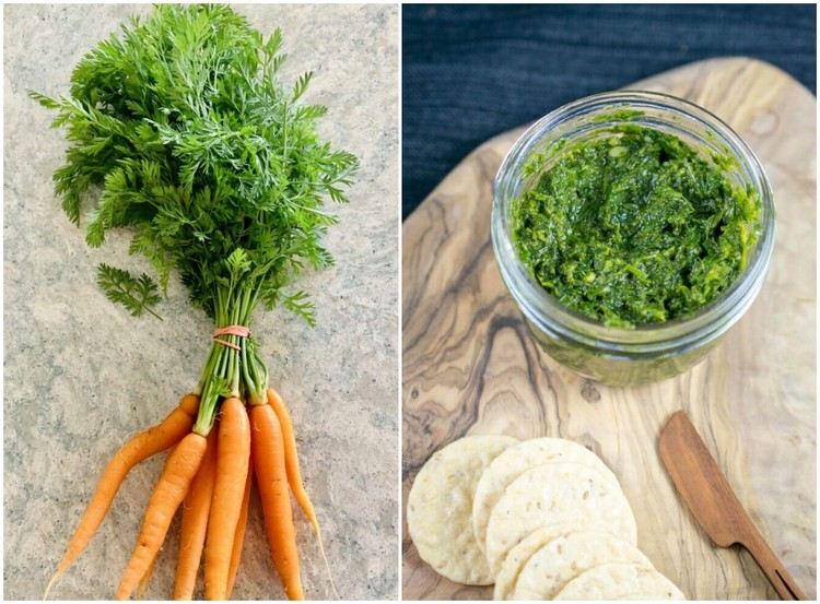 Karottengrün Pesto selber machen Rezept