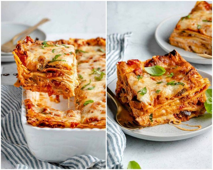 Lasagne vegan zubereiten mit Hackfleisch Ersatz und veganem Käse