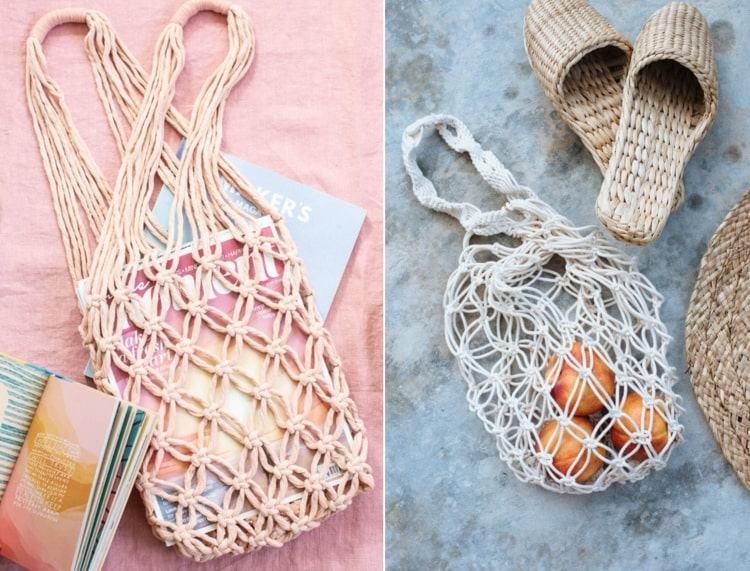 Makramee Tasche für den Einkauf selber machen - Kreuzknoten-Design für Anfänger