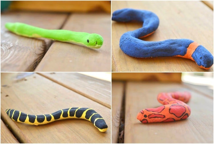 Schlangen aus Salzteig mit Jungs basteln coole DIY-Ideen