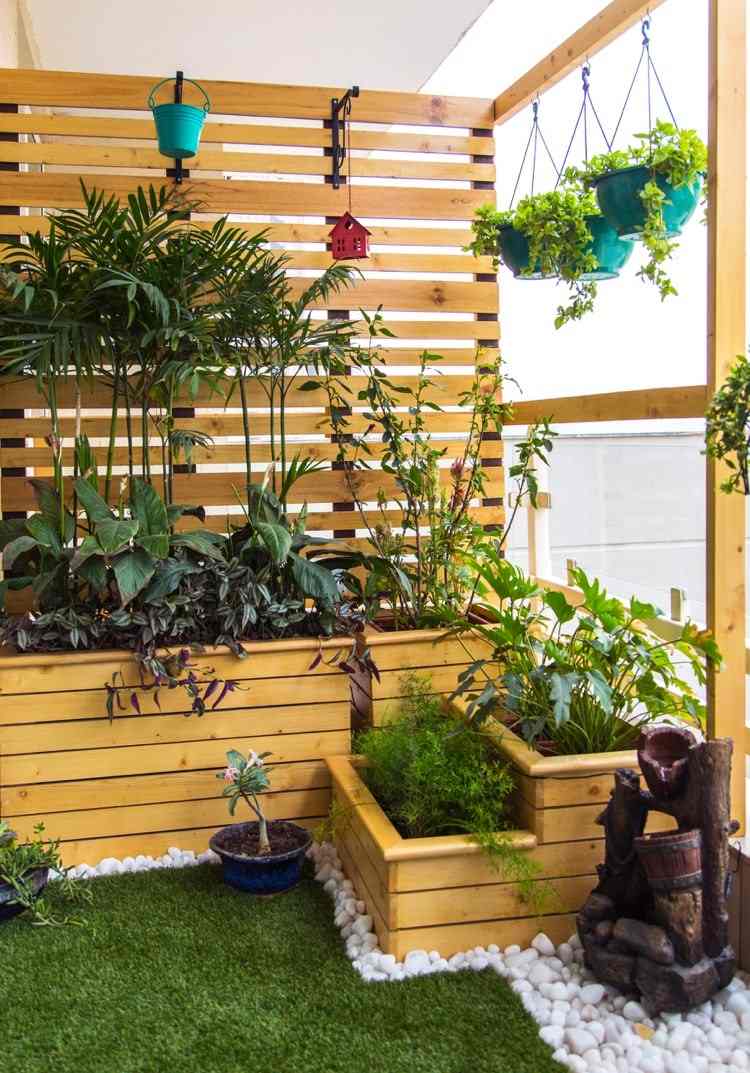 sichtschutz balkon seitlich selber bauen mit Pflanzen