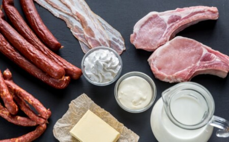 unterschiedliche narhungsquellen wie milchprodukte und rotes fleisch mit gesättigten fettsäuren