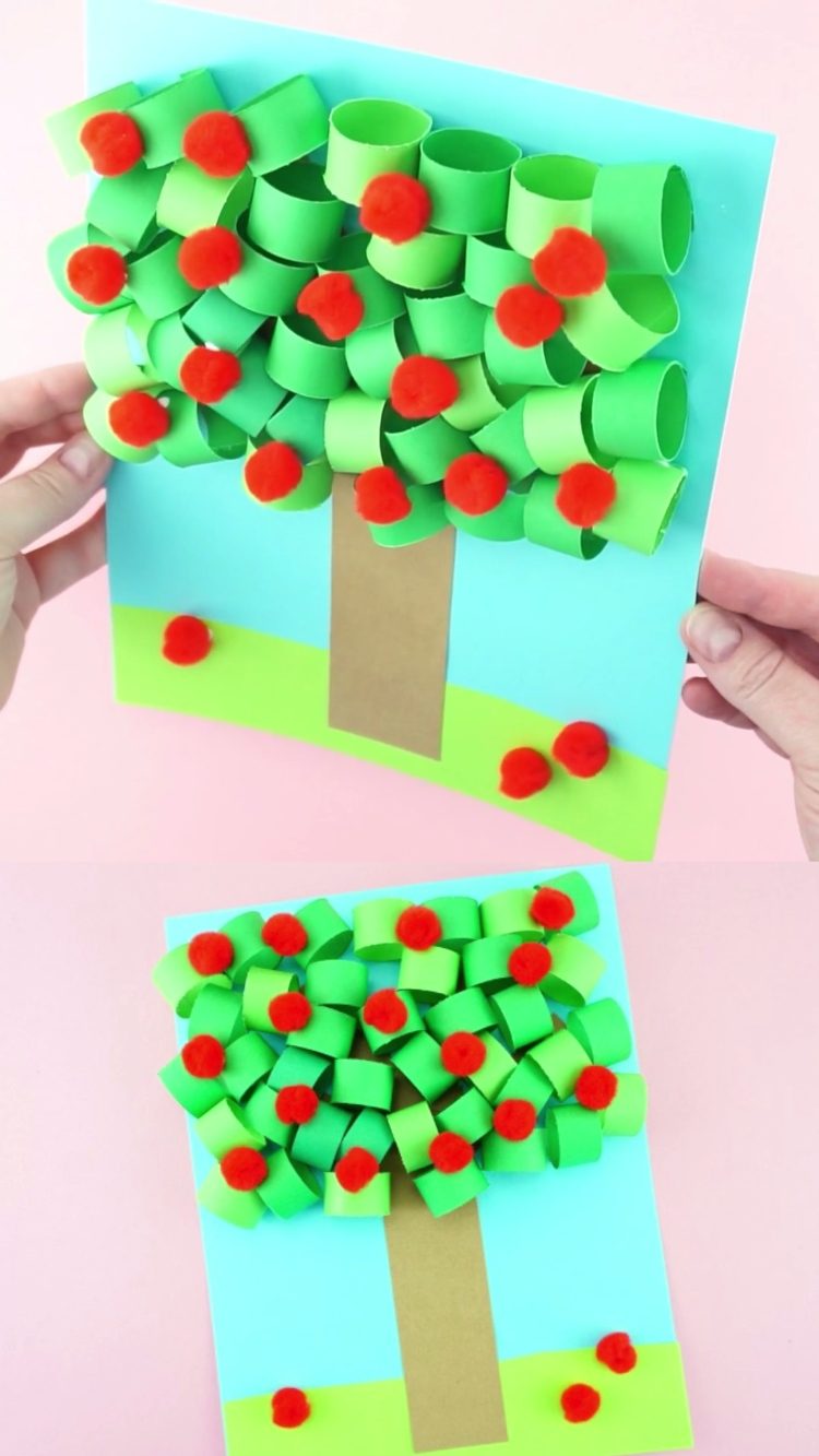 3D Apfelbaum aus Papier basteln mit Kindern