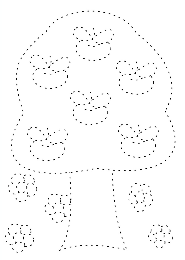 Apfelbaum zeichnen mit Kindern und zählen lernen Anleitung