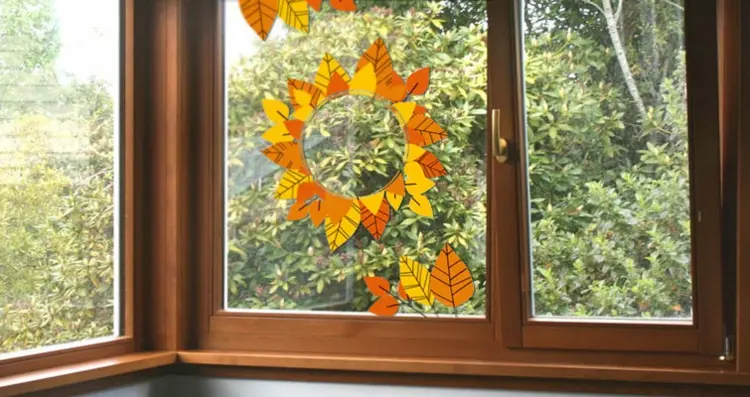 Aus Papier eine Herbstdeko fürs Fenster basteln mit Ring