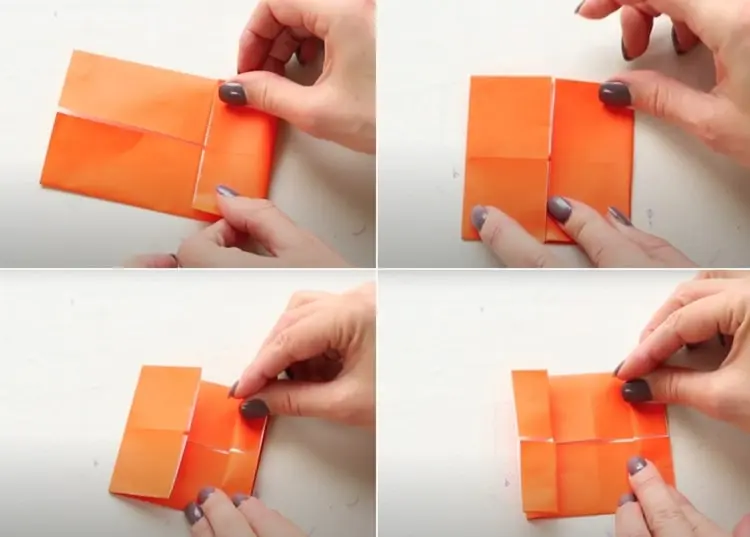 Aus dem Origamipapier ein kleines Quadrat falten