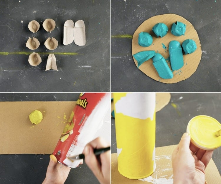 Bastelanleitung mit Pringlesverpackung und Eierkarton für eine Spardose